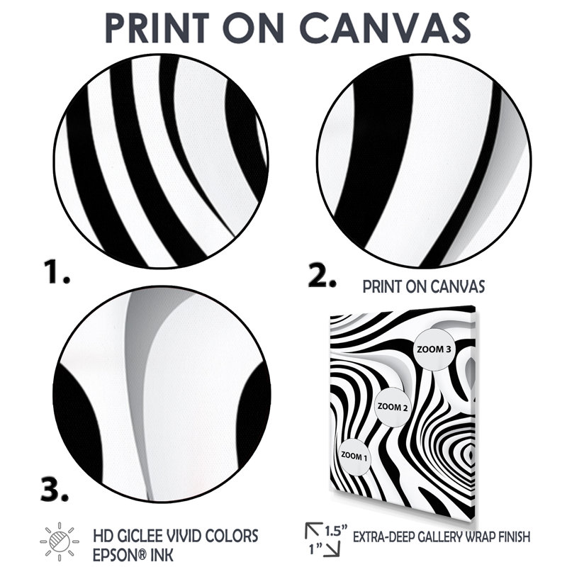 Impression d'empreintes digitales, Labyrinthe monochrome - Vagues, Cadre flottant noir, H 20 po x l 12 po
