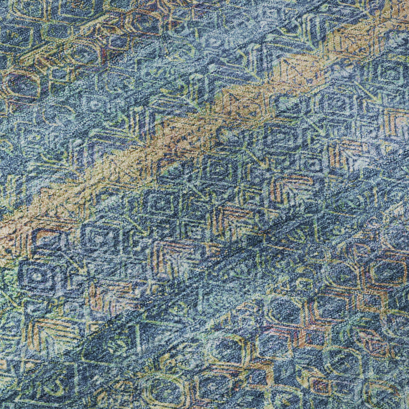 Premium Machine Washable Mayfield Striped Rug, Teal, 5' x 7'6"