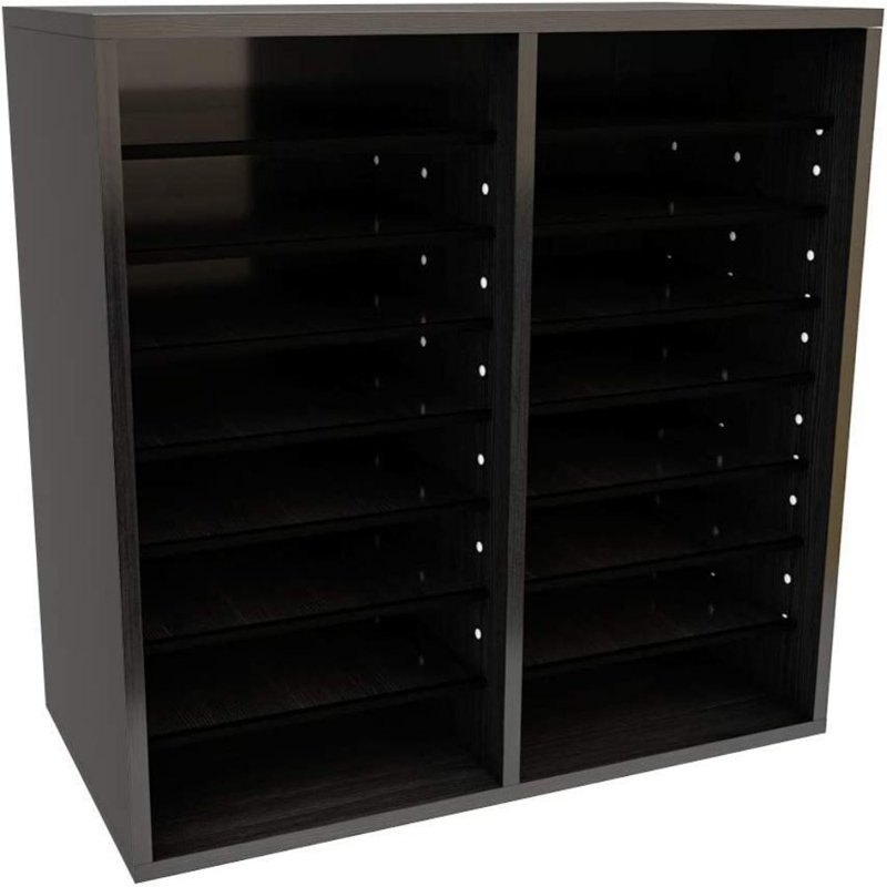 Black MDF Adjustable 16 Compartment File Storage Sorter Set