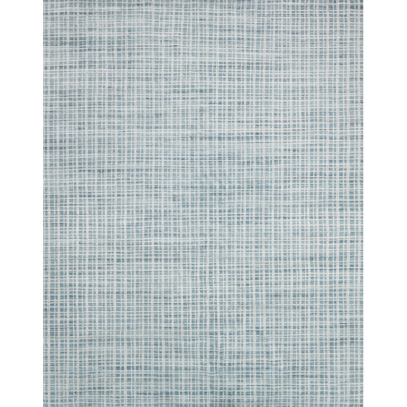 Tapis bleu tissé à la main Hannon, Rectangle 7 pi 9 po x 9 pi 9 po