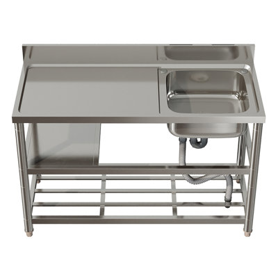 Breeins 120 mm W Single Bowl Stainless Steel Freestanding Kitchen Sink