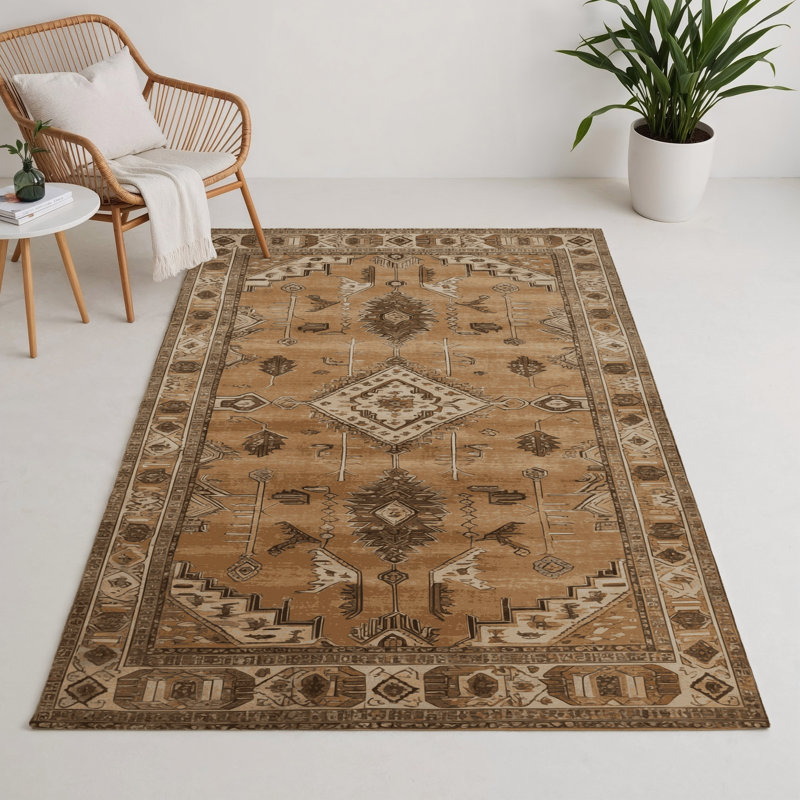 Tapis d'intérieur et d'extérieur brun Persian, Rectangle 9 pi x 12 pi