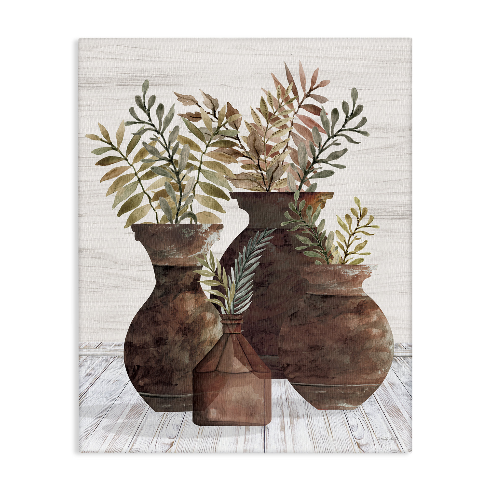 Lark Manor Rustic Pottery Plants Canvas Wall Art by Cindy Jacobs ...