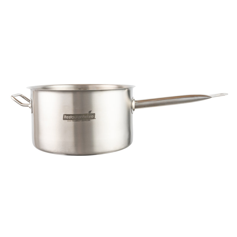 Casserole à induction de 7,5 pintes pour restaurant Lux, 1 cuve à large cuve profonde à poignée simple, couvercle vendu séparément, marmite en acier inoxydable à finition miroir, pour la cuisson et la cuisson des aliments,