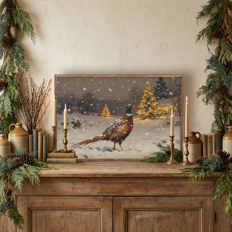 Faisan à Noël, H 10 po x l 16 po