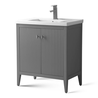 Laval 30" Single Sink Freestanding Bathroom Vanity with White Ceramic Top