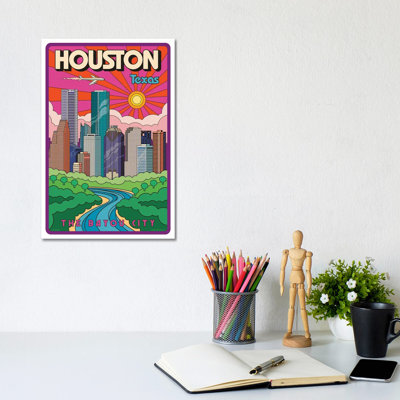 Houston Pop Art Travel Poster - Wall Art Print - Wrapped Canvas