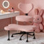 Chaise de bureau ergonomique pivotante à pieds croisés Olamide, chaise de bureau rose à hauteur réglable-219098960-208492785
