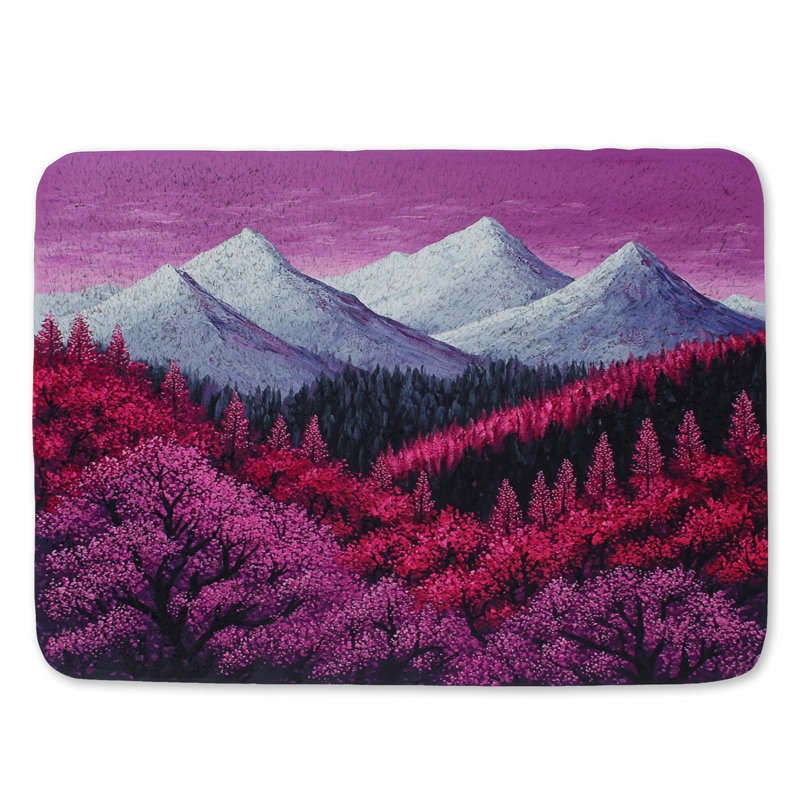 Mountains Bath Mat Nature Bathroom Decor Eclectic, 24" L x 17" W