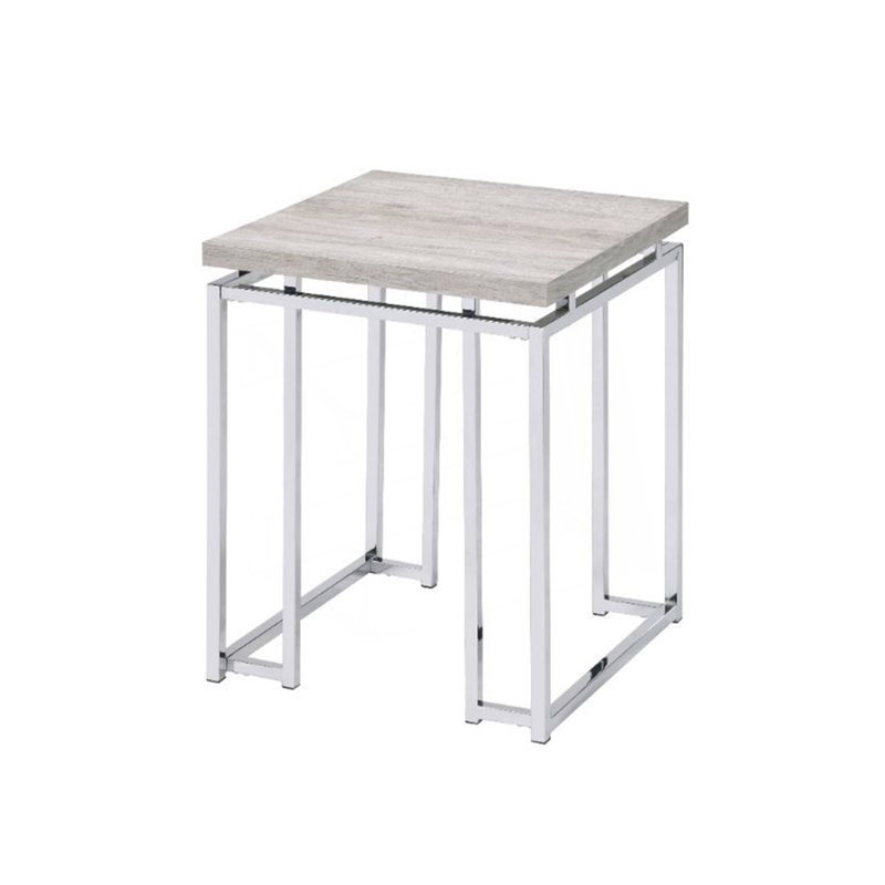 Square End Table With Metal Sled Base