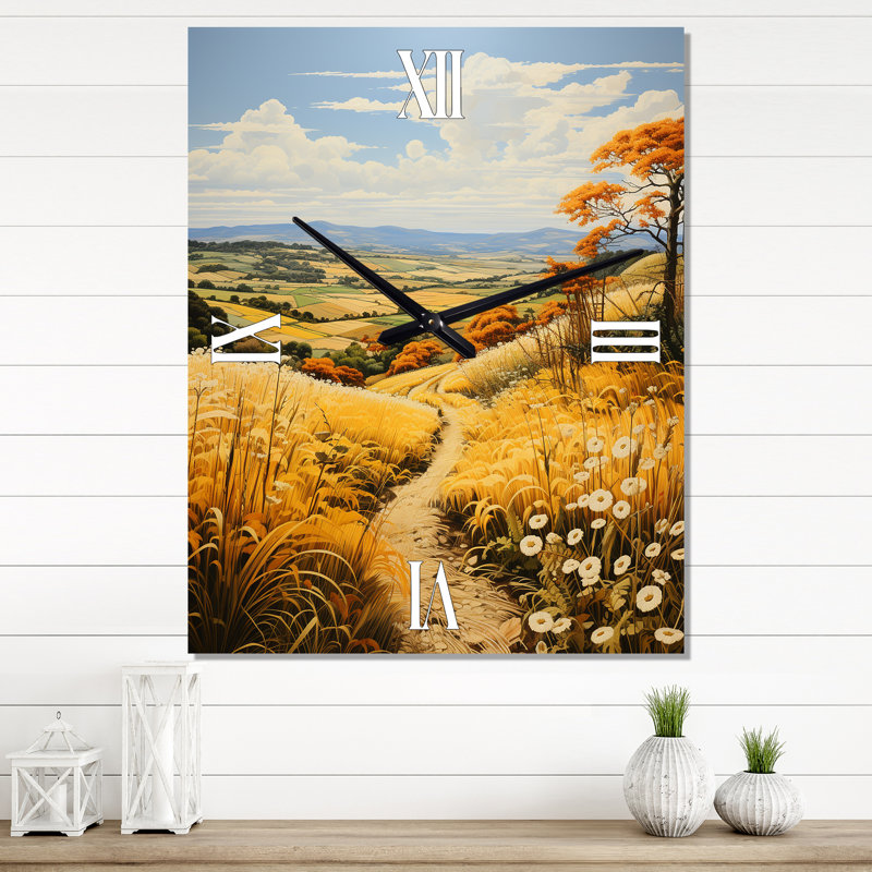 Farm Farming Gold Pastoral I - Paysage et nature, très grandes horloges murales, H 40 po x l 30 po x P 1 po