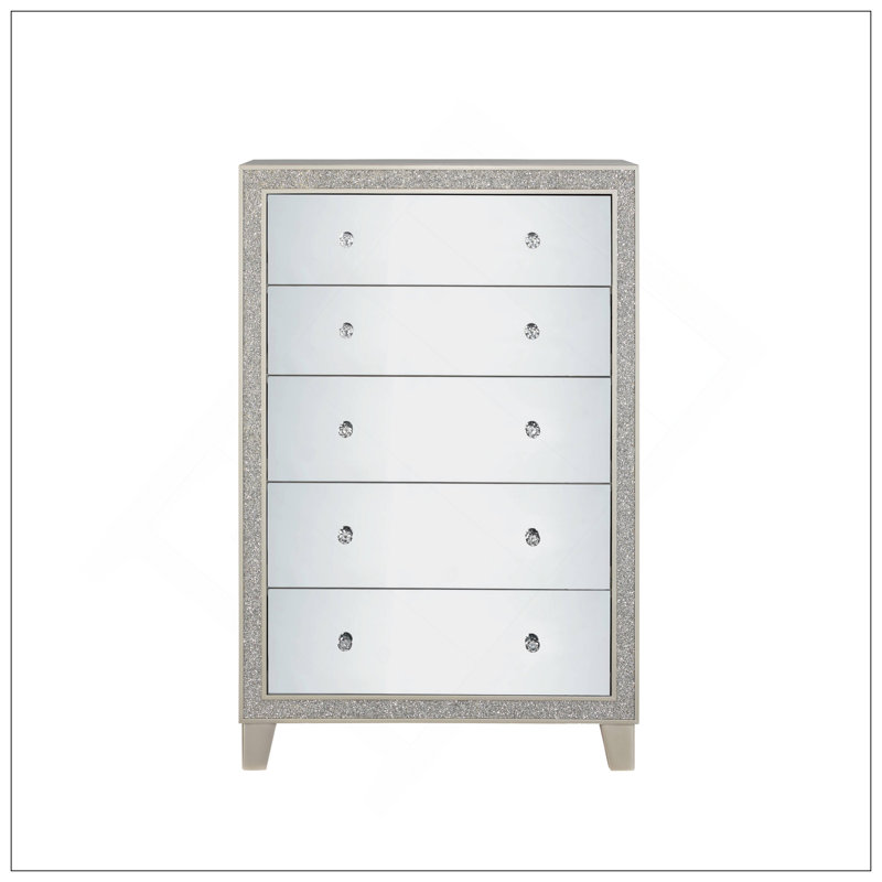 Commode à finition miroir et champagne Sliverfluff