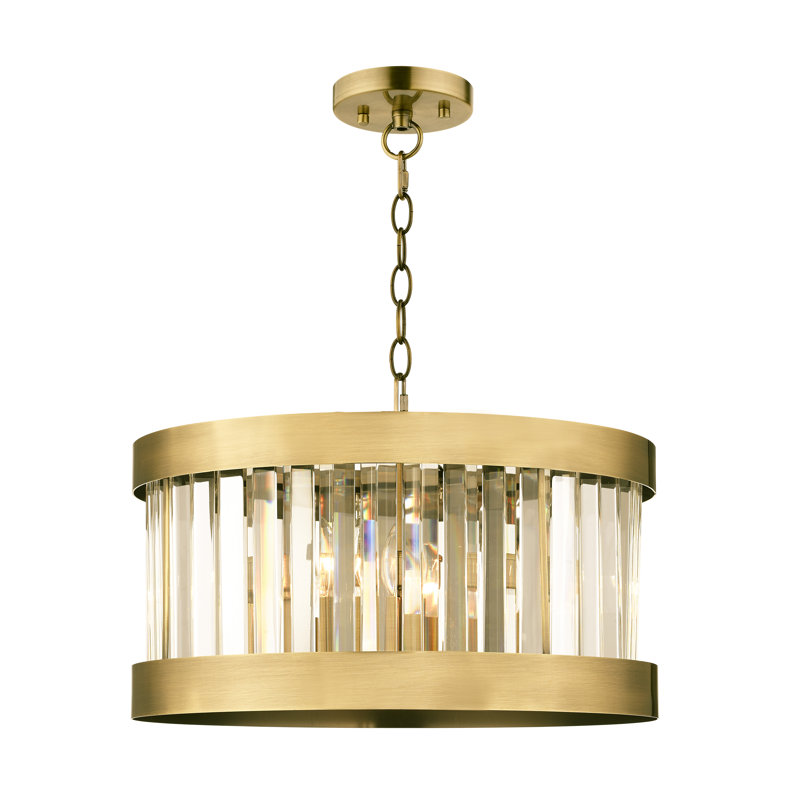 Brock 3 - Light Drum Pendant, Antique Brass