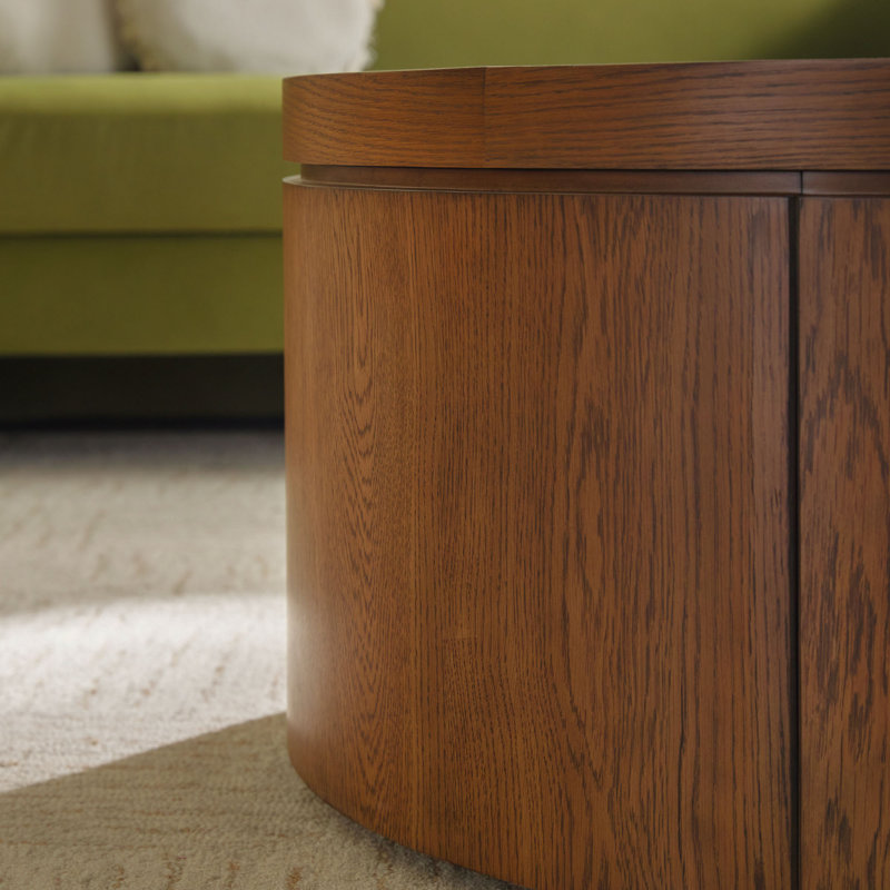 Table basse 36 po avec rangement caché Aaric, Chêne brun moyen