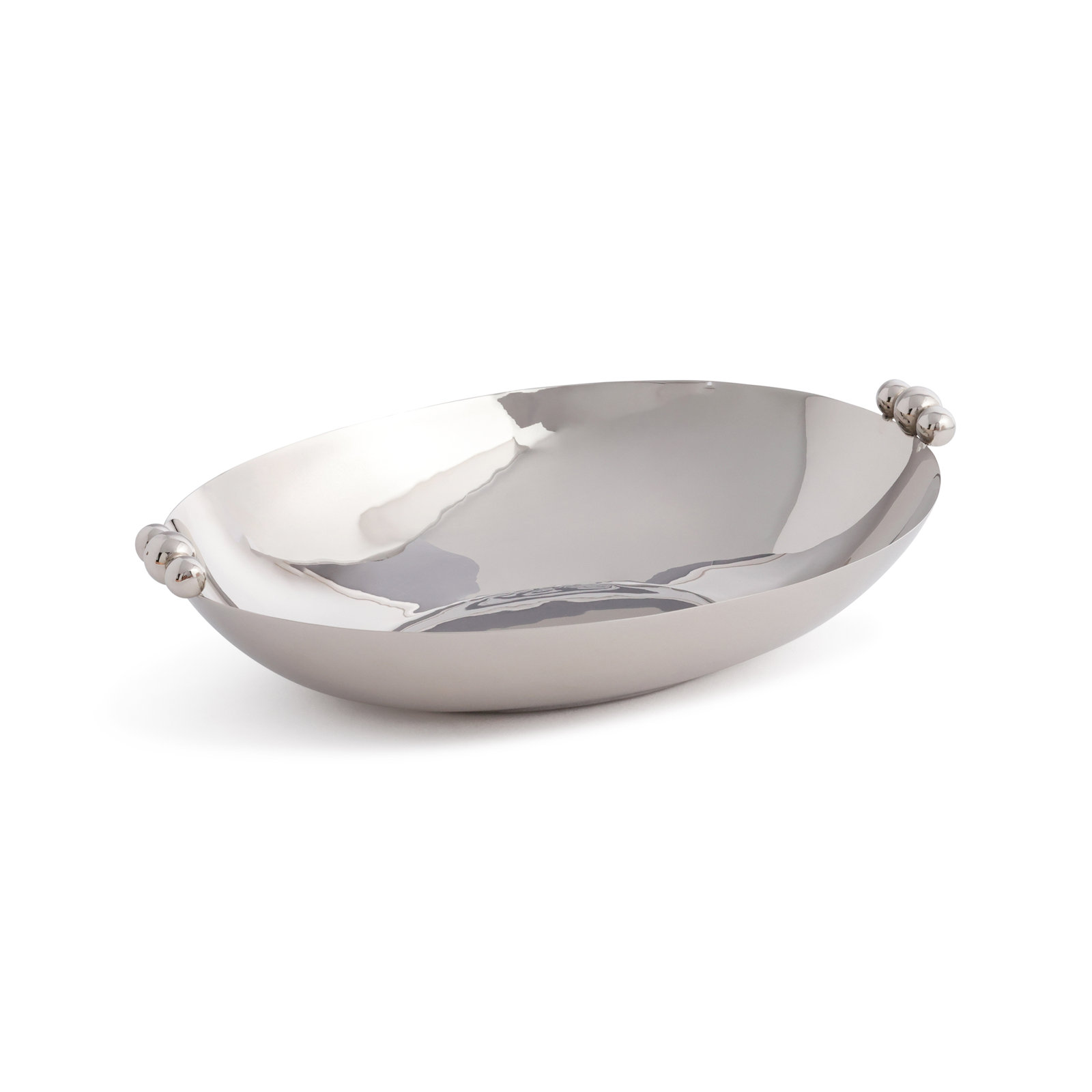 Hardin Polished Oval Metal Serving Bowls, Nickel