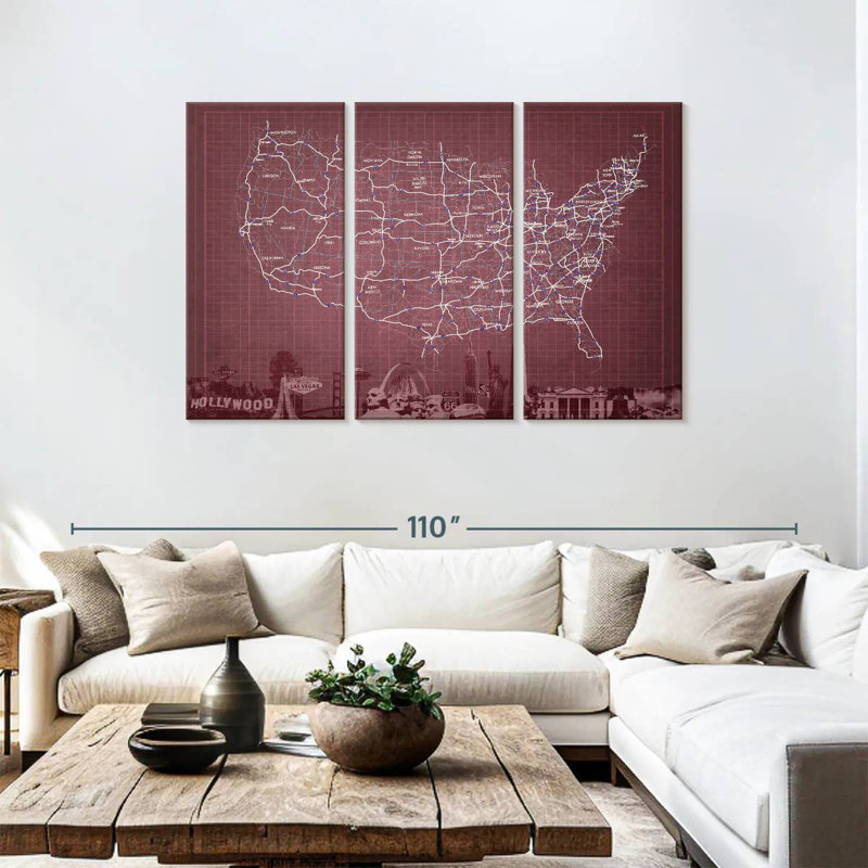 Carte des Aloon Maroon Highway, États-Unis, H 48 po x l 74 po