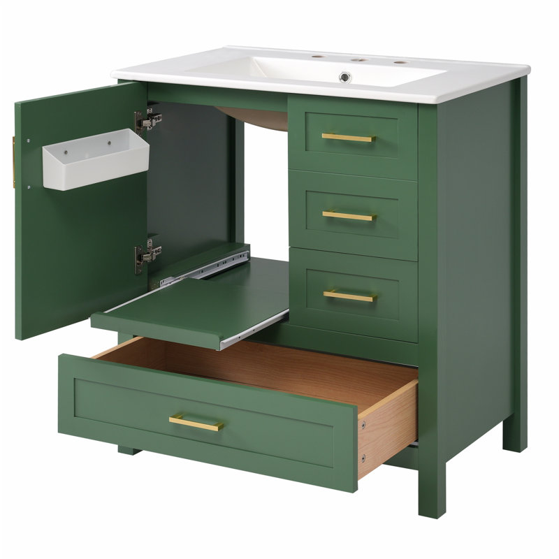 Meuble-lavabo 30 po avec lavabo, Vert