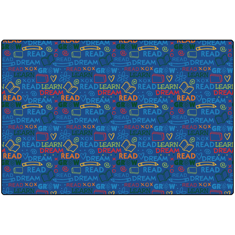 Read To Dream Pattern Premium Tufted Blue Area Rug, Rectangle 8' x 12'