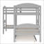 Lit simple superposé en forme de L en pin massif avec lit gigogne gris - aucun sommier nécessaire pour la famille Chambre d'amis