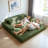 Boneless Black Corduroy Sofa Bed, 4 In 1 Foldable Floor Sofa Couch , Convertible 3 Seater Boneless Couch Folding Recliner Sleeper Chair-1030370658