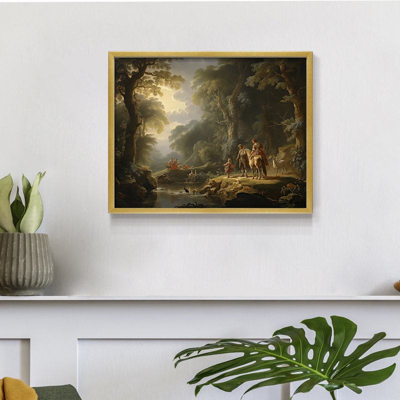 Faune - XIXème - Reproduction encadrée - Restickable, H 8 po x l 10 po, Doré