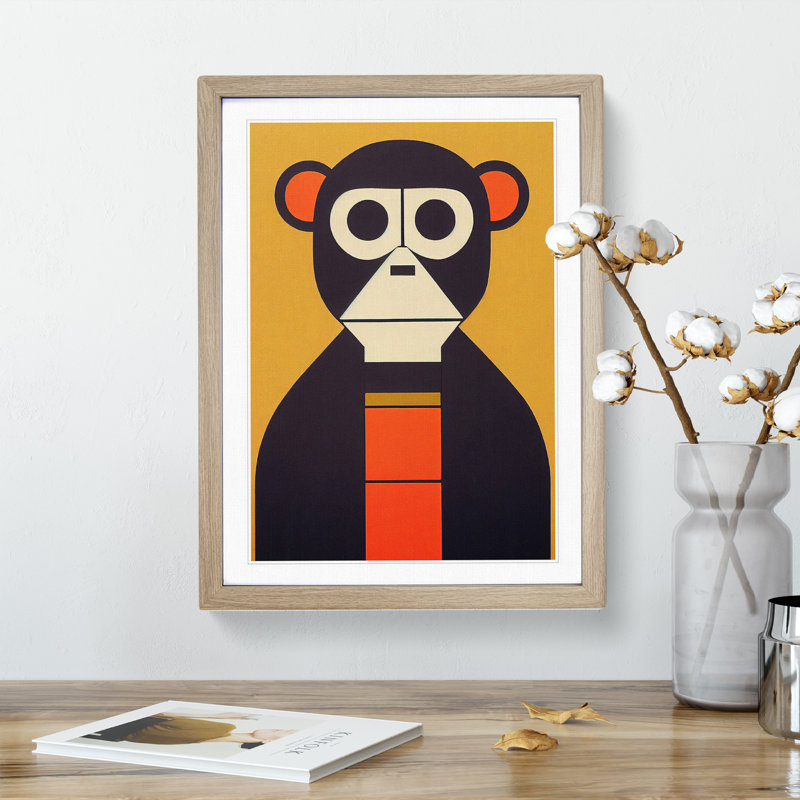 Abstract Monkey Art No.1 - Wall Art, Paper, White, 64cm H x 46cm W
