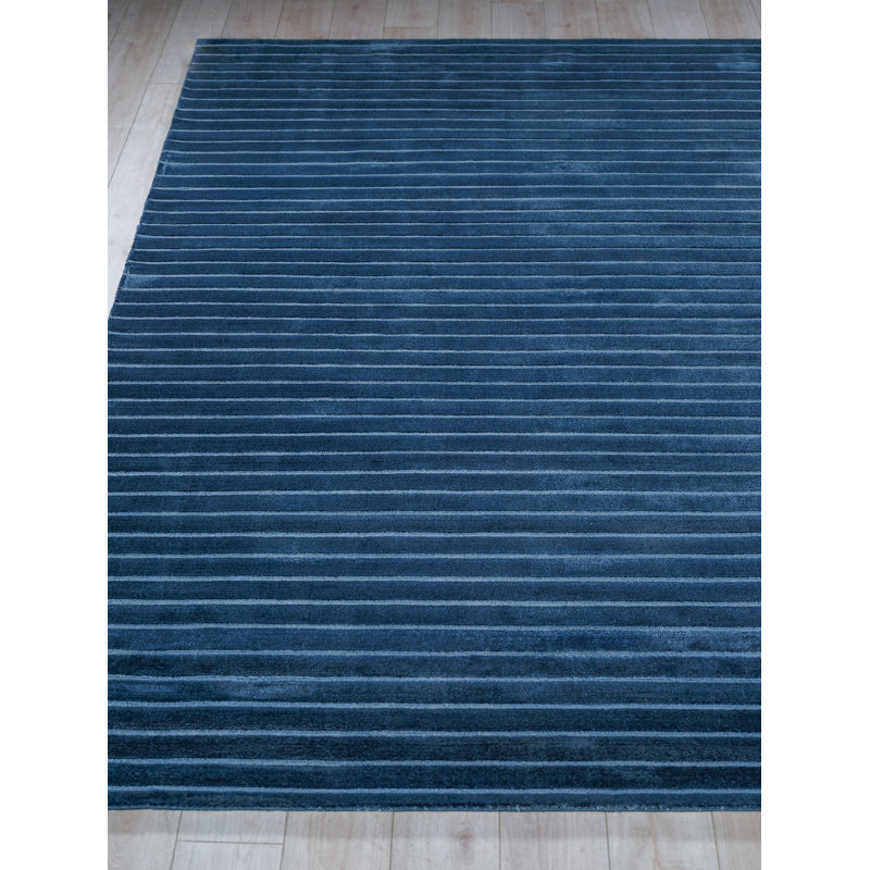 Amani Modern Handmade Silky Nylon, Navy Area Rug, Rectangle 8' x 10'