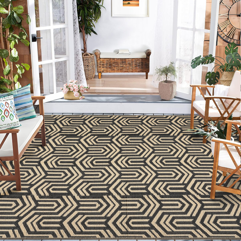 9x18 Ft Waterproof Reversible Outdoor Rug, Lightweight Plastic Straw Area Rug For Camping Rv Deck Balcony Backyard Indoor Outdoor Use