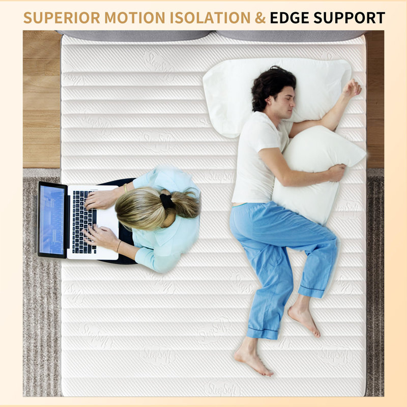 Alwyn Home Innerspring Mattress Medium Hybrid Mattress in a box With Certipur-US Certified Pocket Spring, Pressure Relief, and Motion Isolation