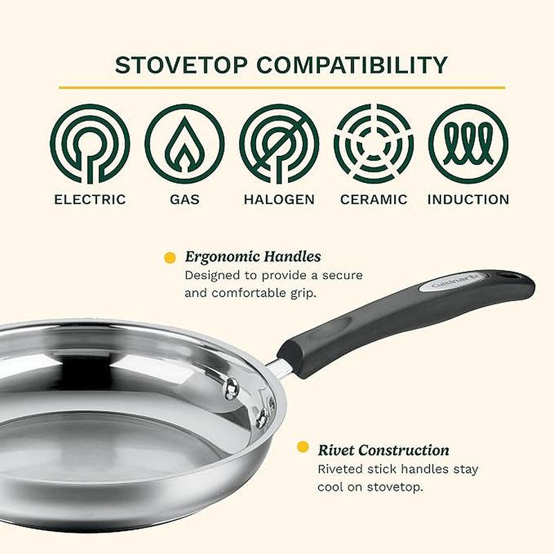 Cuisinart 8-Piece Stainless Steel Pots and Pans Set, Silver