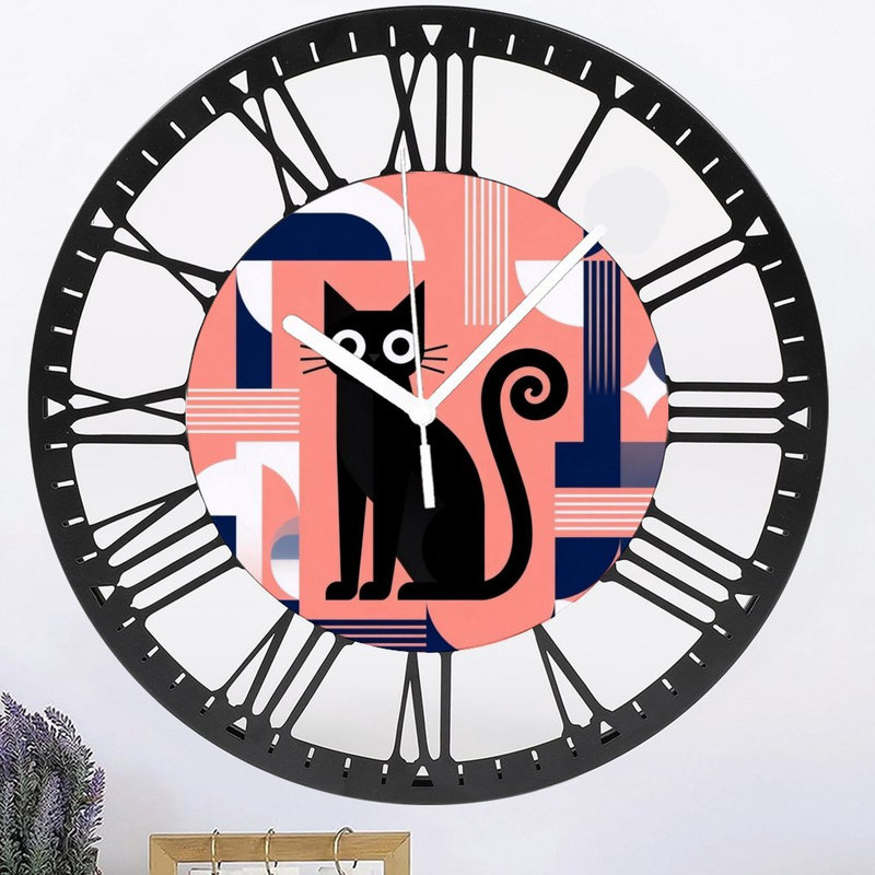 Horloge murale ronde en fer 10 po avec mouvement à quartz silencieux, chiffres romains, impression UV, Chair rose
