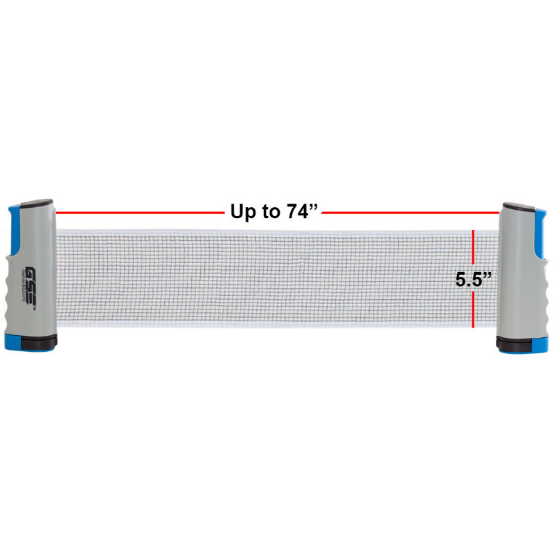 Ensemble de jeu de ping-pong GSE avec filet de tennis de table rétractable, 2 raquettes et 3 balles de ping-pong, Gris
