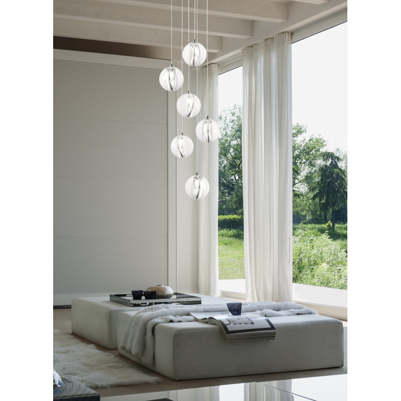 Poc Suspension 25 Crystal White Satin Nickel G9 Ul, Charcoal Gray, 85" H x 6" W x 6" D, 2700 Kelvins