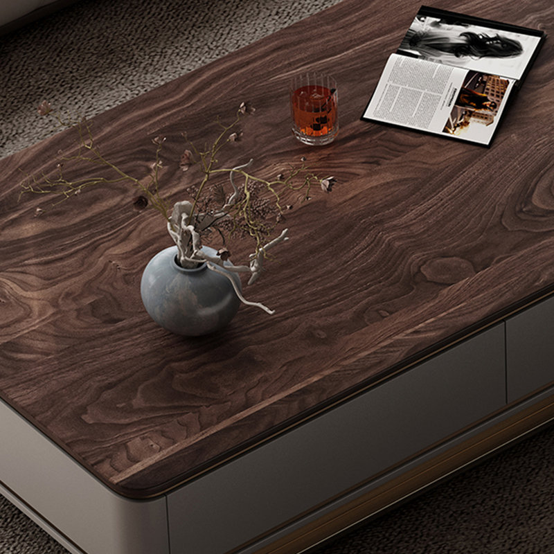 Solid Wood Rectangular Storage Coffee Table, 14.17" H x 54.33" L x 29.52" W