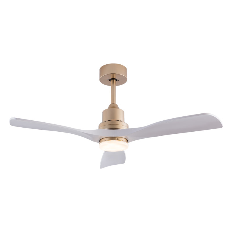 Lustre ventilateur de plafond moderne à DEL 42 po avec télécommande Jhamarion, Or/blanc