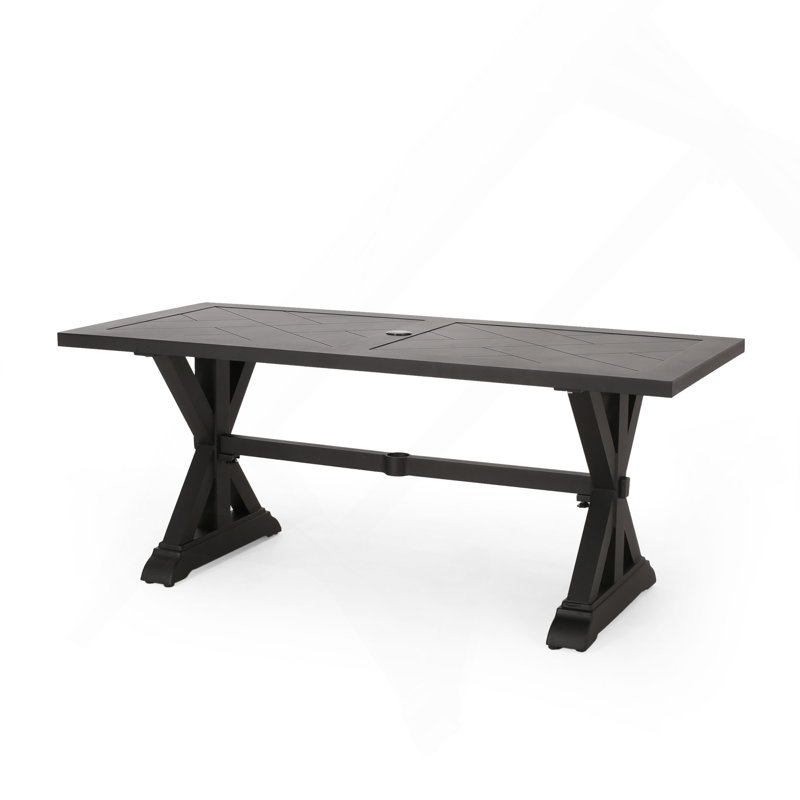 Table de salle à manger d'extérieur, noir mat antique