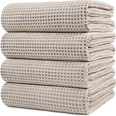 Ultra-Fine Fiber Quick-Drying Lint-Free Bath Towel, 60 X 30 Inches, 4-Piece Set (Waffle Woven)