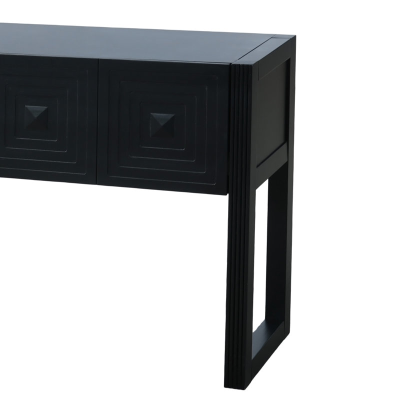[Vidéo] Console géométrique sculptée avec 3 tiroirs à fermeture en douceur, Black
