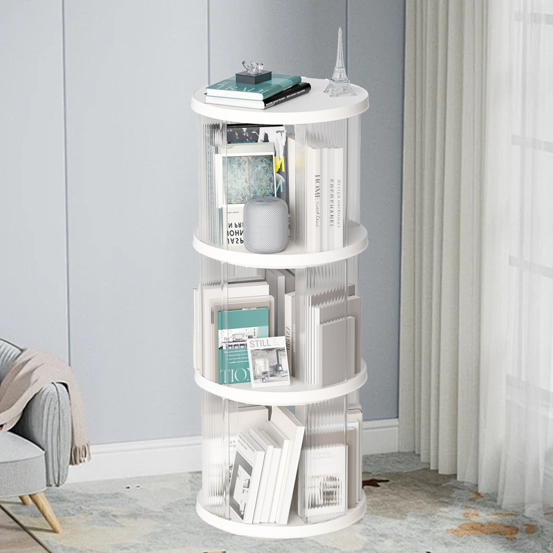 Bibliothèque rotative à 360°, (3 tablettes) H 40,35 po x l 15,94 po x P 15,94 po, Blanc, crème