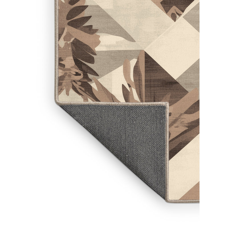 Tapis à motif géométrique doux et moelleux beige et moderne à motif géométrique Bran de Pandanus, 6 po de diamètre