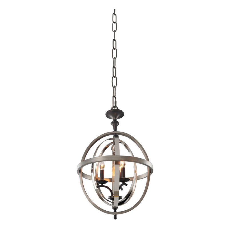 Luminaire suspendu en nickel satiné poli 3 LT Rothwell Kalco