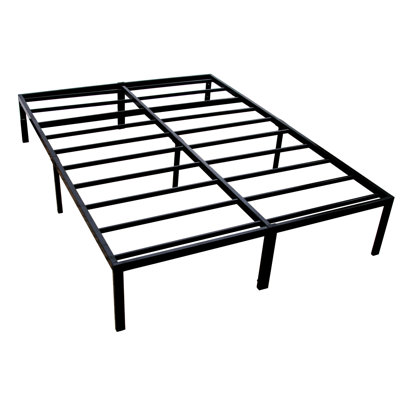 Plate-forme de lit simple en acier noir Modern Modern pour une structure de rangement robuste et sous le lit