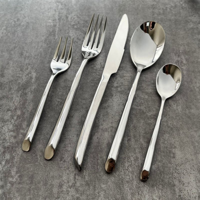 Stainless Steel Flatware Set, 4-Piece German Cutlery With Dinner Knife, Fork, Spoon & Steak Knife