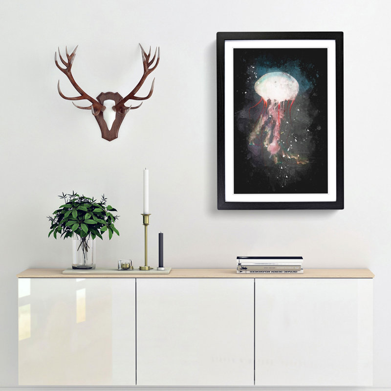 Beauty of a Jellyfish - Picture Frame Graphic Art Print, Black Framed, 33cm H x 24cm W x 2cm D