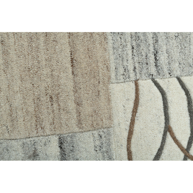 Klement Handmade Tufted Wool Beige/Grey Rug, Rectangle 120 x 180cm