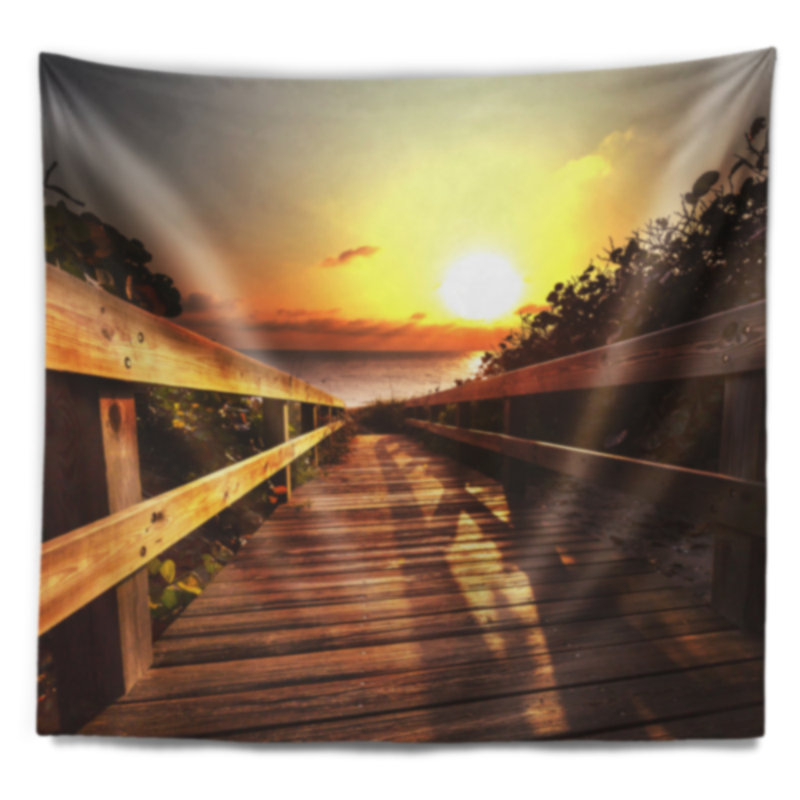 Tapisserie en bois sur la plage, H 50 po x l 60 po