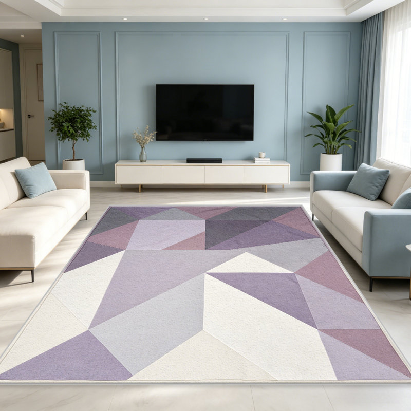 Lavender and Gray Geometric carpet-easy to clean, machine-washable, soft and comfortable; suitable for door mats, kitchens, living rooms, bedrooms, corridors, and laundry areas. Easy to clean, durable carpet for home decoration.
