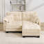 Canapé en L Chenille avec repose-pieds mobile et coussins capitonnés-1852581873