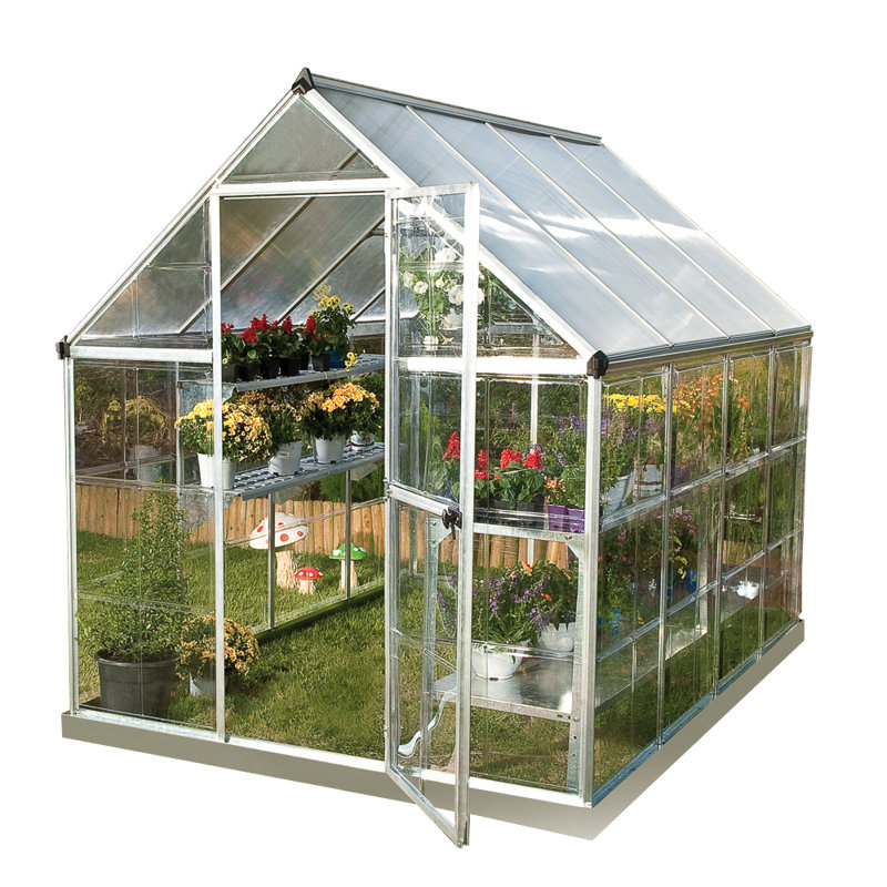 Hybrid 6 Ft W x 8 Ft D Hobby Greenhouse, Silver