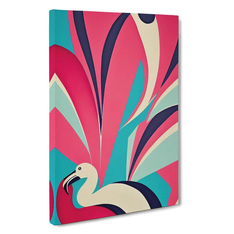 Flamingo In Abstract No.2 - Wrapped Canvas, 50cm H x 35cm W x 3cm D